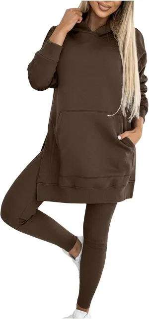 2 Piece Set for Women Oversized Hoodies and Leggings Pants Hooded Sweatshirt with Pocket Athletic Outfits
