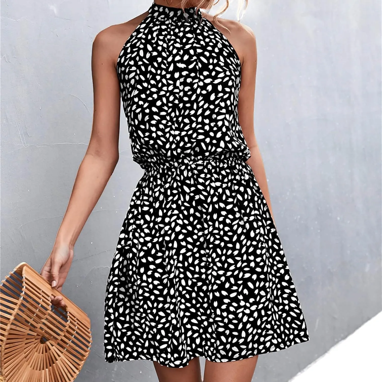 2023 Women Maxi Long Dress Tropical Print Halter Neck Backless Sundress Sleeveless Holiday Party Sexy Beach Dresses Vestidos