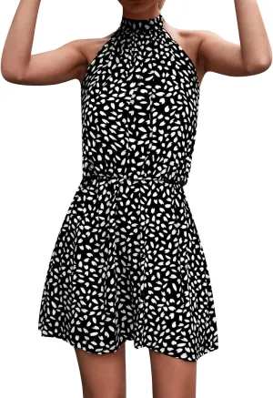 2023 Women Maxi Long Dress Tropical Print Halter Neck Backless Sundress Sleeveless Holiday Party Sexy Beach Dresses Vestidos