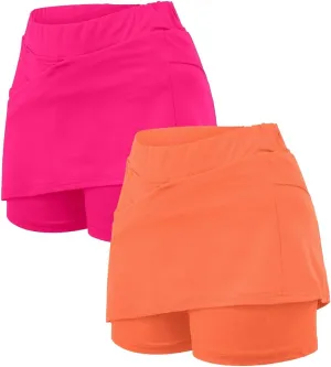 2025 Women's Plus Size Shorts,Women's Knee Length Skorts Skirts Tennis Athletic Golf Causal Skort with Pockets