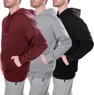 3 Pack Mens Fleece Hoodie Long Sleeve Lightweight Athletic Workout Sweatshirt for Men with Pockets