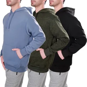 3 Pack Mens Fleece Hoodie Long Sleeve Lightweight Athletic Workout Sweatshirt for Men with Pockets