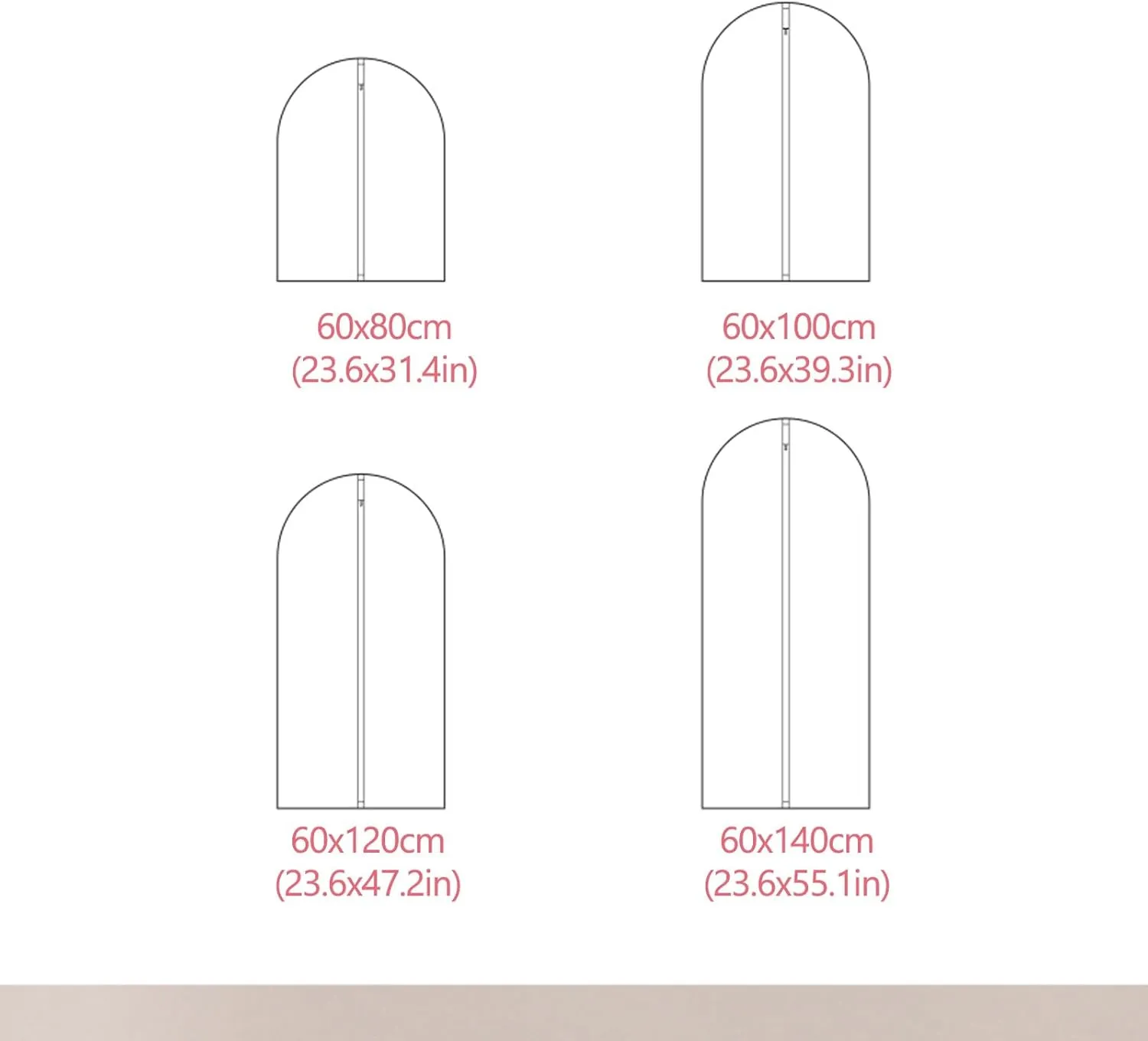 5 Pcs Suit Bags for Closet Storage, Translucent Hanging Clothes Storage Bag, Garment Bags for Travel for Clothes, Gowns, Suits(60x100cm)