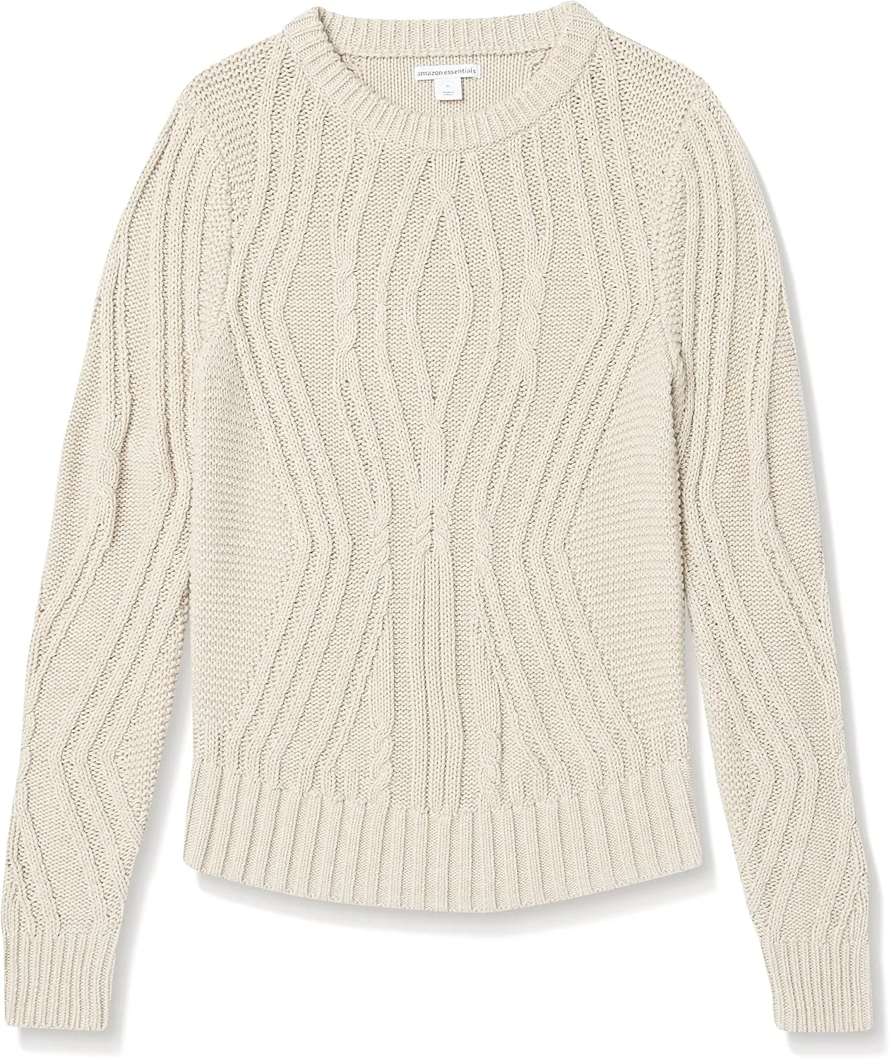 Amazon Essentials Women's 100% Cotton Crewneck Cable Sweater