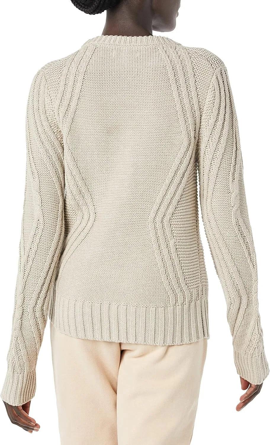 Amazon Essentials Women's 100% Cotton Crewneck Cable Sweater