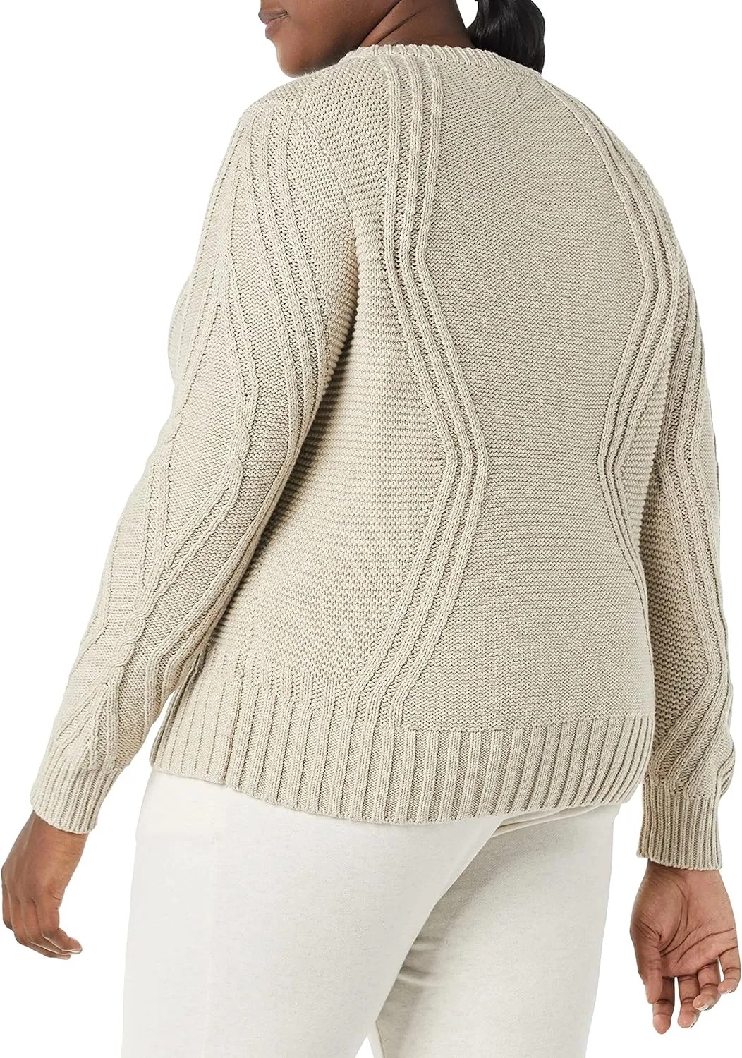Amazon Essentials Women's 100% Cotton Crewneck Cable Sweater