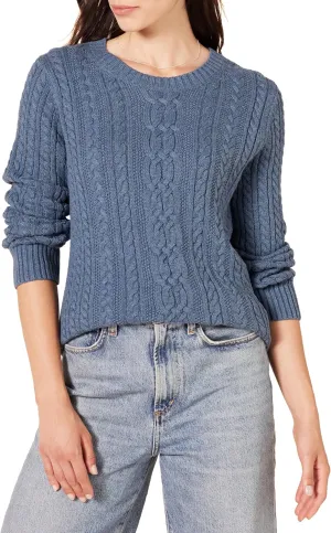 Amazon Essentials Women's Fisherman Cable Long-Sleeve Crewneck Sweater (Available in Plus Size)