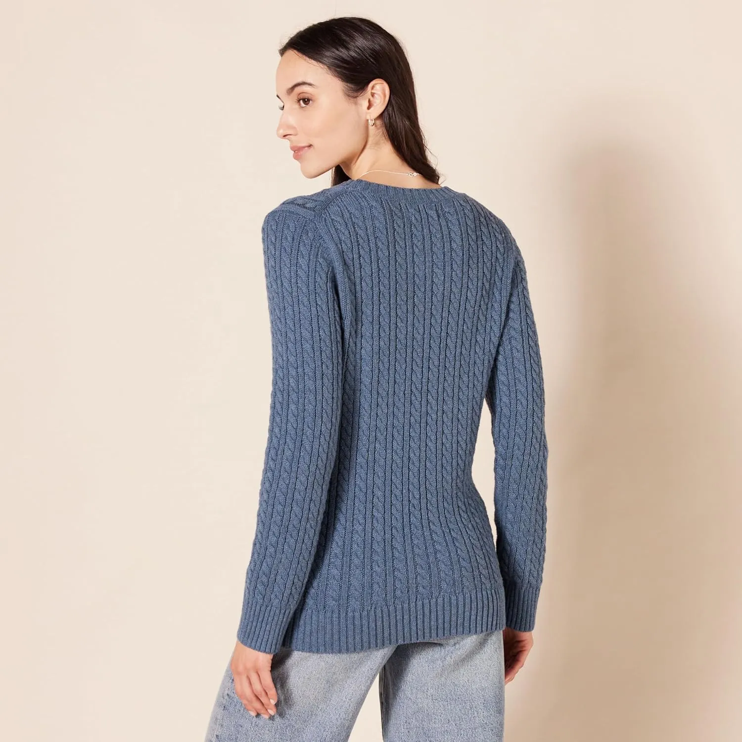 Amazon Essentials Women's Fisherman Cable Long-Sleeve Crewneck Sweater (Available in Plus Size)