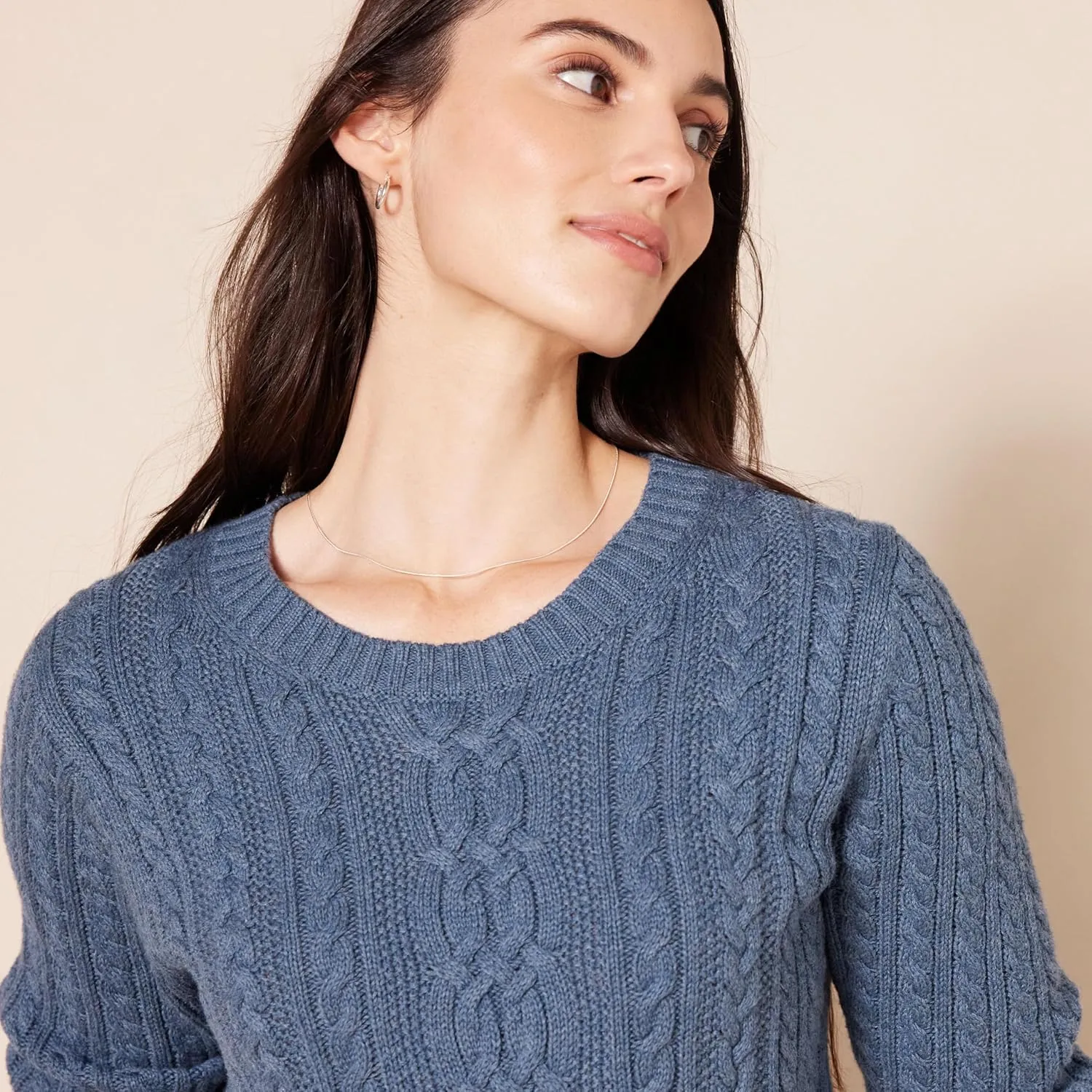 Amazon Essentials Women's Fisherman Cable Long-Sleeve Crewneck Sweater (Available in Plus Size)