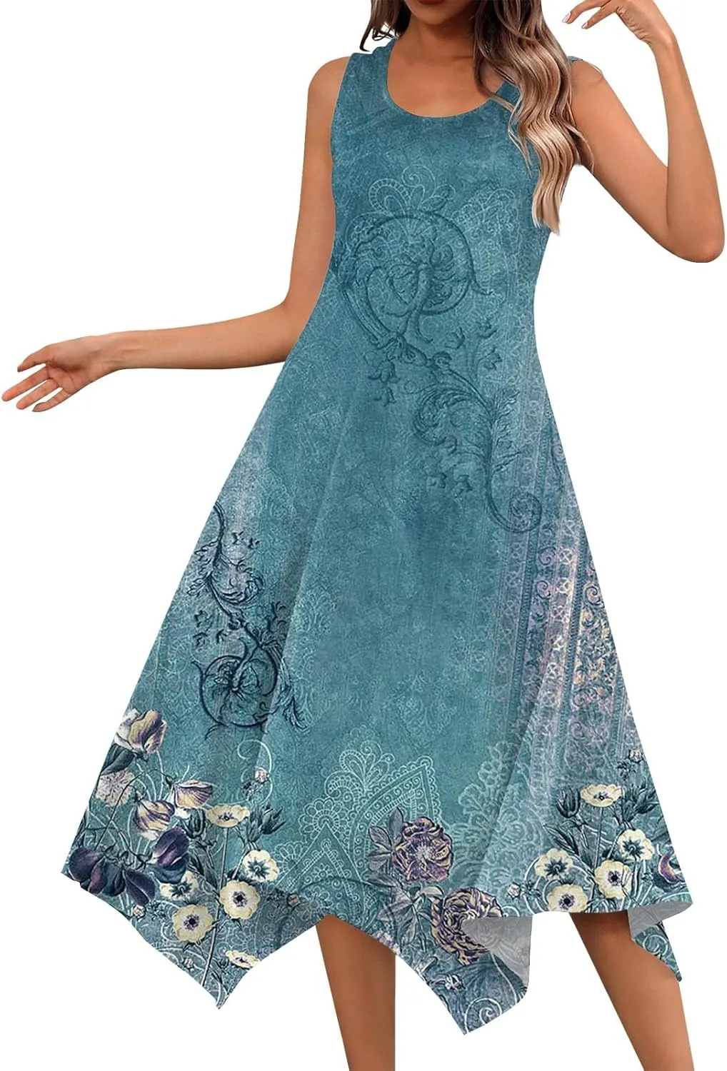 Azeralia Spring Dresses for Women 2024 Sleeveless Midi Dress Womens Sundress Women's Casual Dresses Casual Dresses for Women
