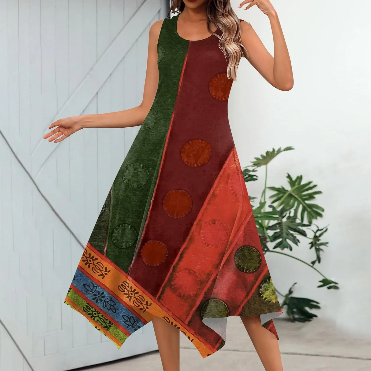 Azeralia Spring Dresses for Women 2024 Sleeveless Midi Dress Womens Sundress Women's Casual Dresses Casual Dresses for Women