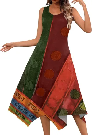 Azeralia Spring Dresses for Women 2024 Sleeveless Midi Dress Womens Sundress Women's Casual Dresses Casual Dresses for Women