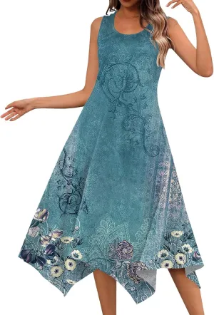 Azeralia Spring Dresses for Women 2024 Sleeveless Midi Dress Womens Sundress Women's Casual Dresses Casual Dresses for Women