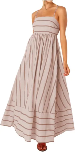 Beach Dresses for Women Summer Striped Back Smocked Maxi Dress Spaghetti Strap Cut Out Flowy A Line Long Sundresses