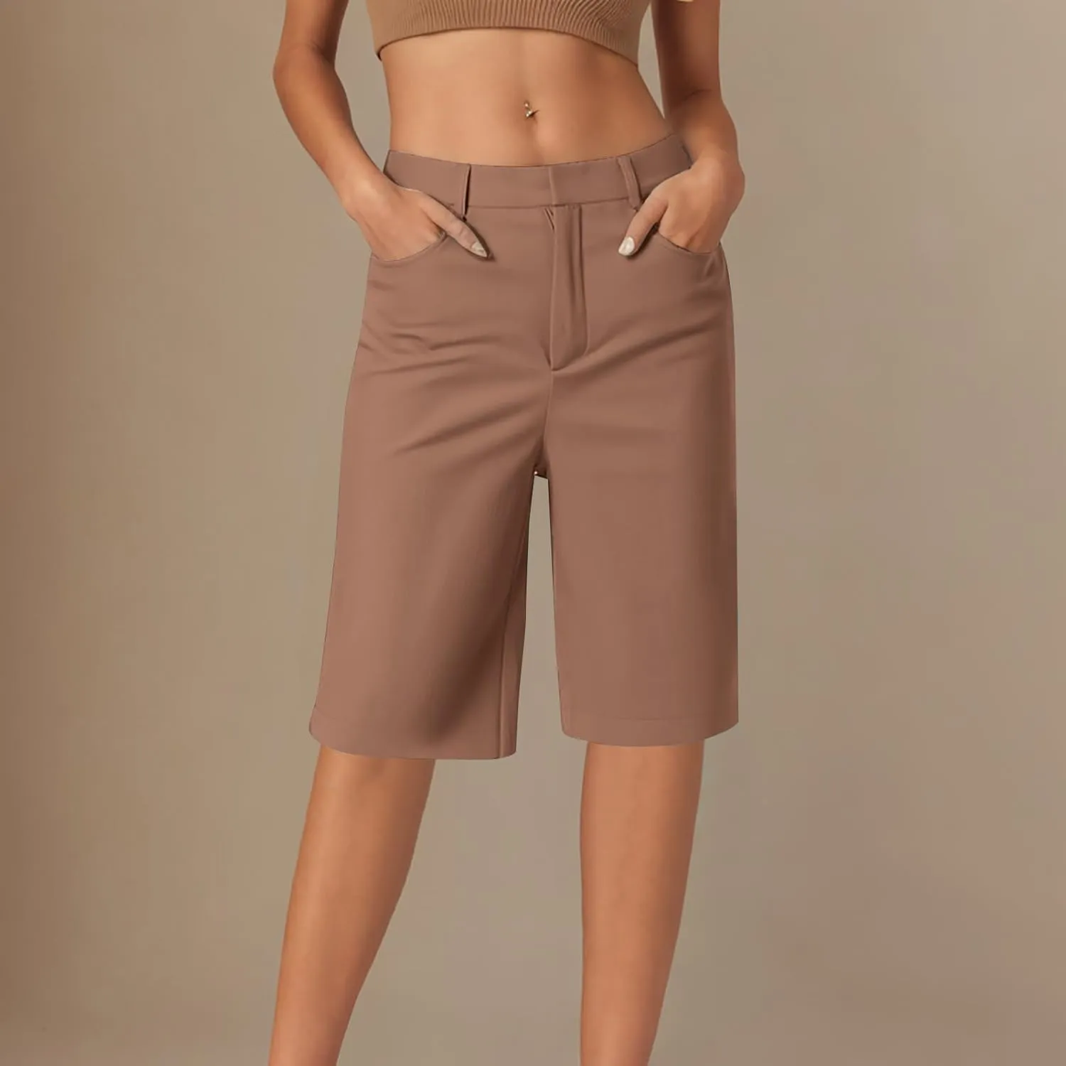 Bermuda Shorts for Women Dressy Casual 2025 High Waisted Stretchy Short Trousers Hiking Pants Summer Vacation Outfits