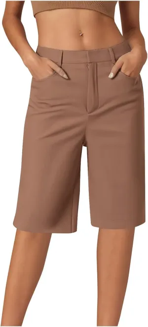 Bermuda Shorts for Women Dressy Casual 2025 High Waisted Stretchy Short Trousers Hiking Pants Summer Vacation Outfits