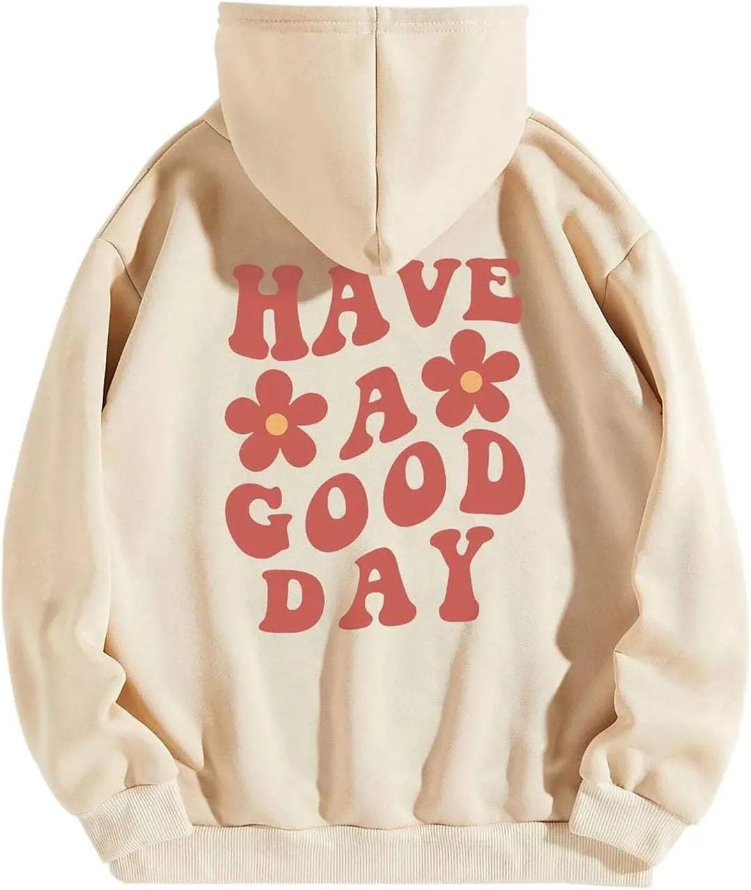 Bobeutou Women Oversized Letter Graphic Print Aesthetic Hoodies Preppy Hooded Sweatshirt Trendy Fleece Hoodie Pullover Top