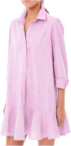 Button Down Shirt Dresses For Women 2025 Ruffle Flowy Casual Tunic Knee Length Mini Dresses Roll Up Sleeve Sundress
