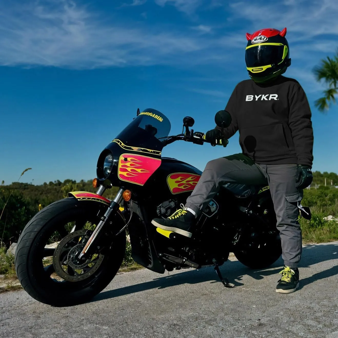 BYKR Motorcycle Hoodie for Men & Women Biker Motorcycle Jackets Breathable Motorbike Riding Sweatshirt All Weather CE Armored