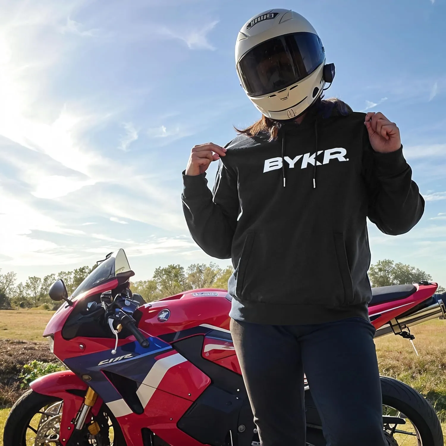 BYKR Motorcycle Hoodie for Men & Women Biker Motorcycle Jackets Breathable Motorbike Riding Sweatshirt All Weather CE Armored