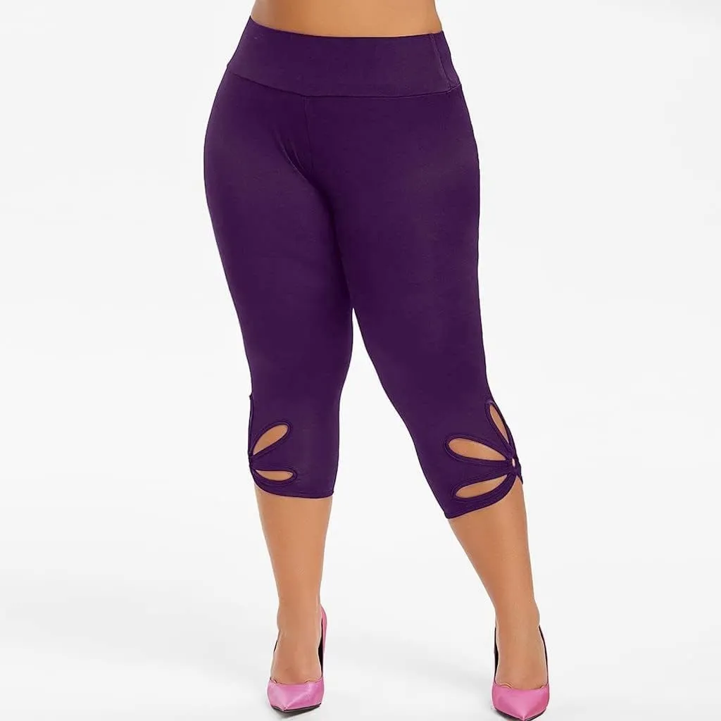 Capri Leggings for Women Summer Tummy Control High Waist Hollow Out Capris Leggings Stretchy Workout Yoga Pants