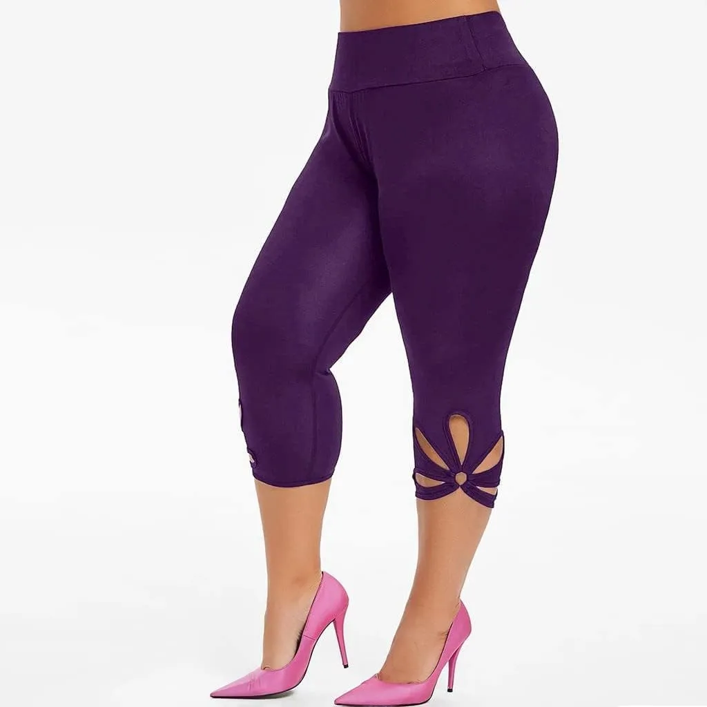 Capri Leggings for Women Summer Tummy Control High Waist Hollow Out Capris Leggings Stretchy Workout Yoga Pants
