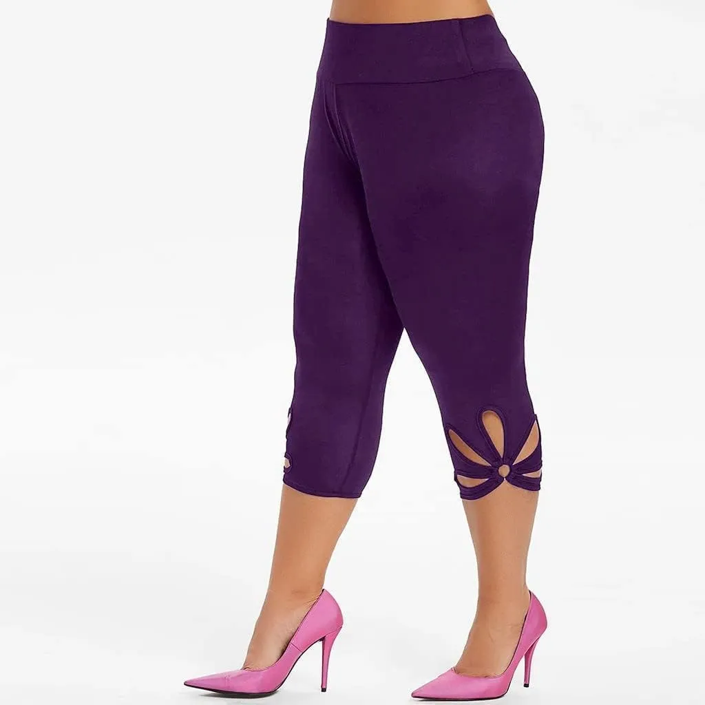 Capri Leggings for Women Summer Tummy Control High Waist Hollow Out Capris Leggings Stretchy Workout Yoga Pants