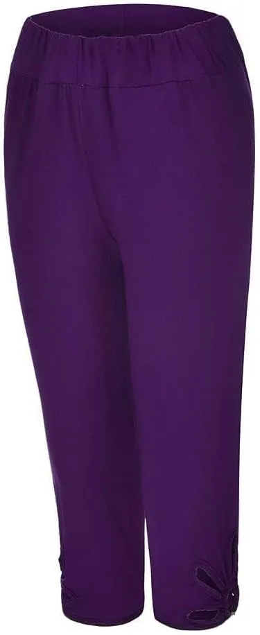 Capri Leggings for Women Summer Tummy Control High Waist Hollow Out Capris Leggings Stretchy Workout Yoga Pants