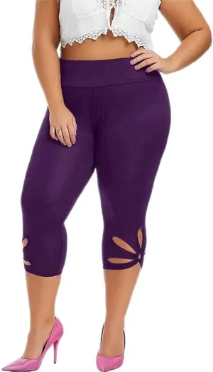 Capri Leggings for Women Summer Tummy Control High Waist Hollow Out Capris Leggings Stretchy Workout Yoga Pants