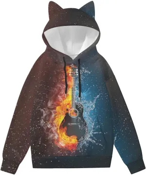 Cat Ear Hoodie For Women Teen Novelty Pullover Print 3D Cute Sweatshirt Long Sleeve Hoodies Girls