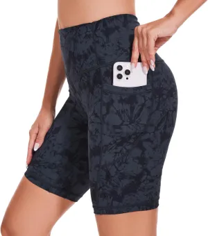 ccko High Waist Biker Shorts for Women with Pockets Workout Yoga Spandex Athletic Leggings Shorts for Gym Running