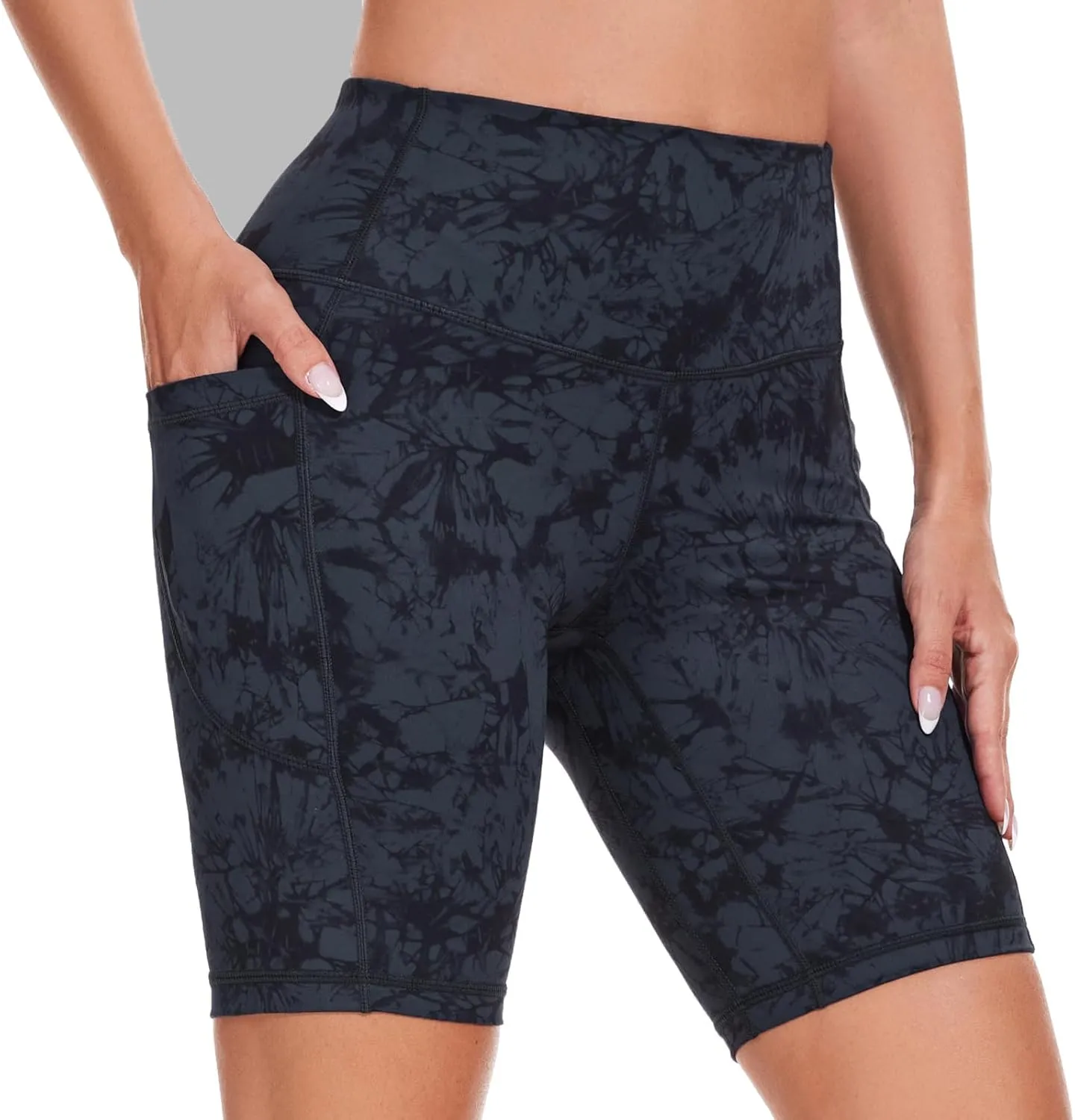 ccko High Waist Biker Shorts for Women with Pockets Workout Yoga Spandex Athletic Leggings Shorts for Gym Running