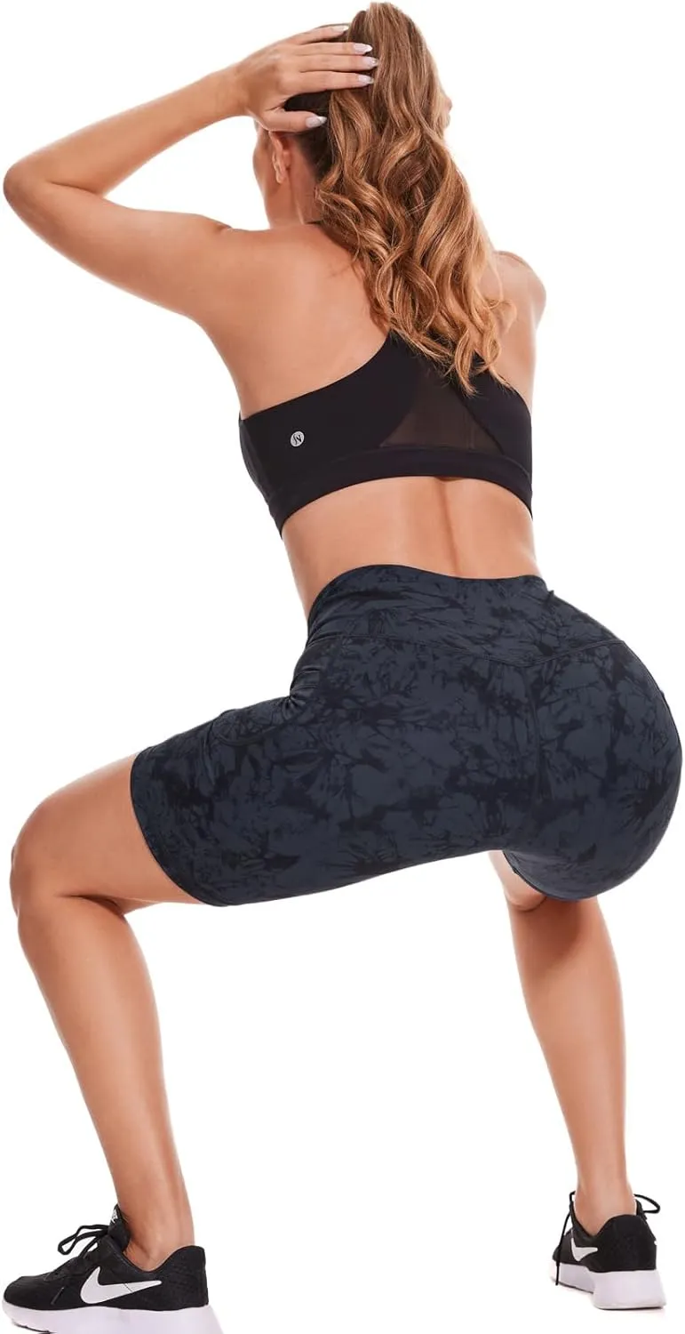 ccko High Waist Biker Shorts for Women with Pockets Workout Yoga Spandex Athletic Leggings Shorts for Gym Running