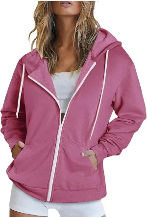Ceboyel Sweatshirt for Womens Fashion Full Zip Hoodie Oversized Long Sleeve Jackets Y2k Trendy Teen Girls Fall Clothes 2023