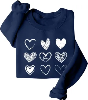 ChicCrate Valentines Sweatshirt for Women Warm Long Sleeve Shirts Cute Love Heart Graphic Tees Crewneck Fleece Lined Pullover