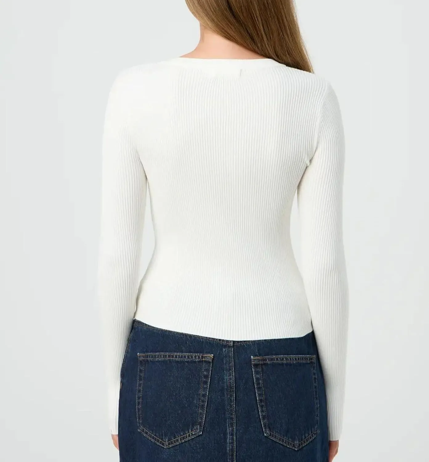 Cioatin Women Long Sleeve Button Up Ribbed Knit Crop Cardigan Y2K Slim Fit Round Neck Sweater Tshirt Fall Going Out Tops