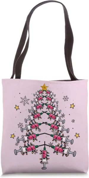 CNA LPN Nurse Doctor Phlebotomus needle shot Christmas tree Tote Bag