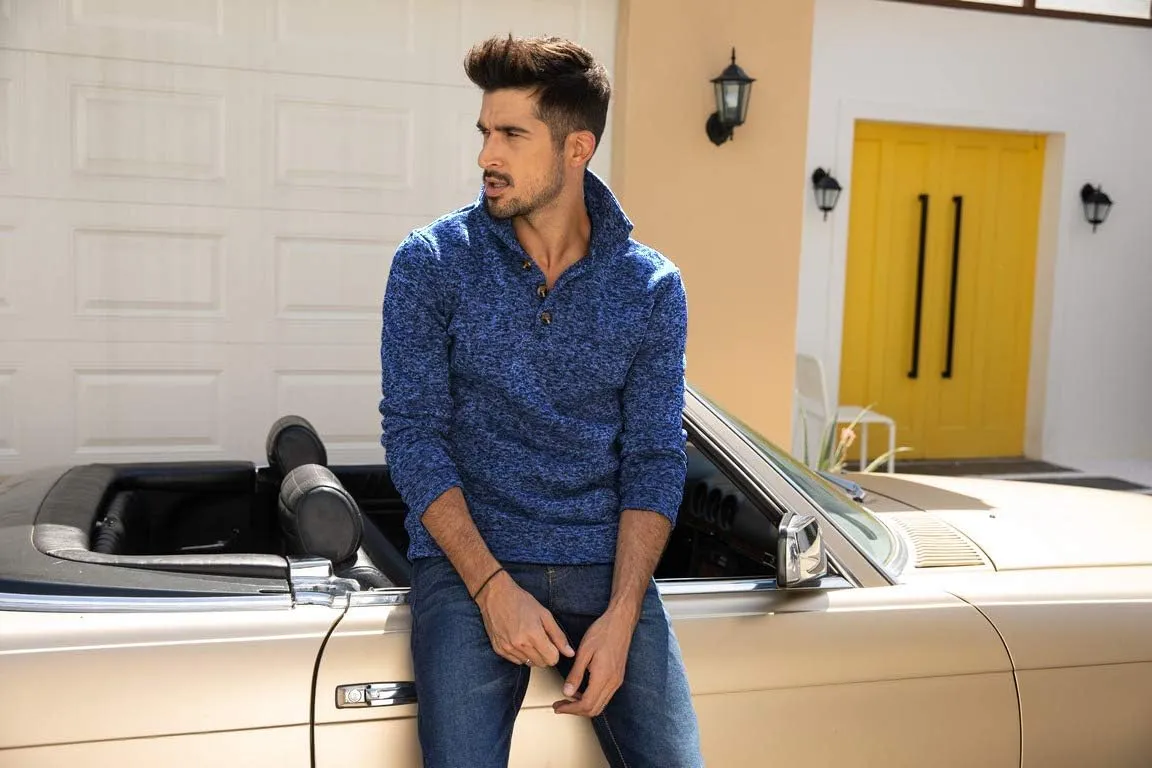 COOFANDY Men Casual Knit Pullover Sweatshirt Slim Fit Thermal Fashion Sweater