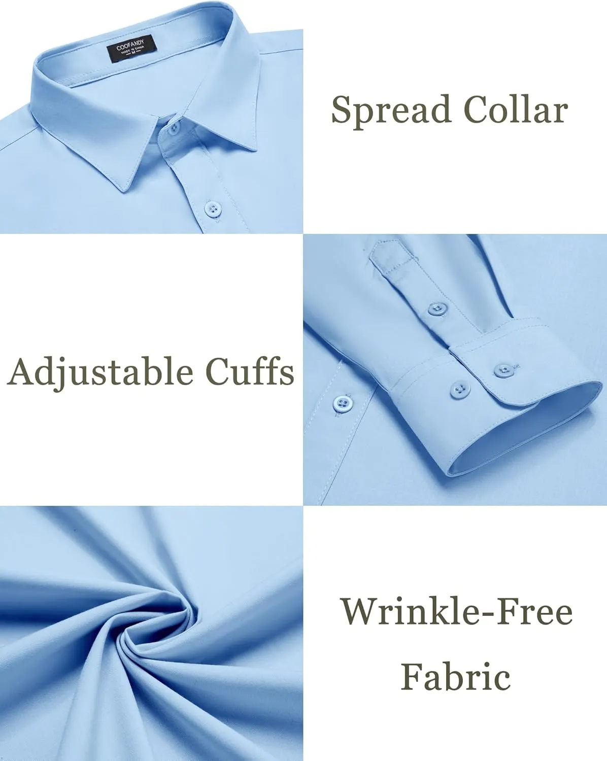 COOFANDY Mens Dress Shirts Wrinkle Free Long Sleeve Button Down Shirts Formal Business Shirt