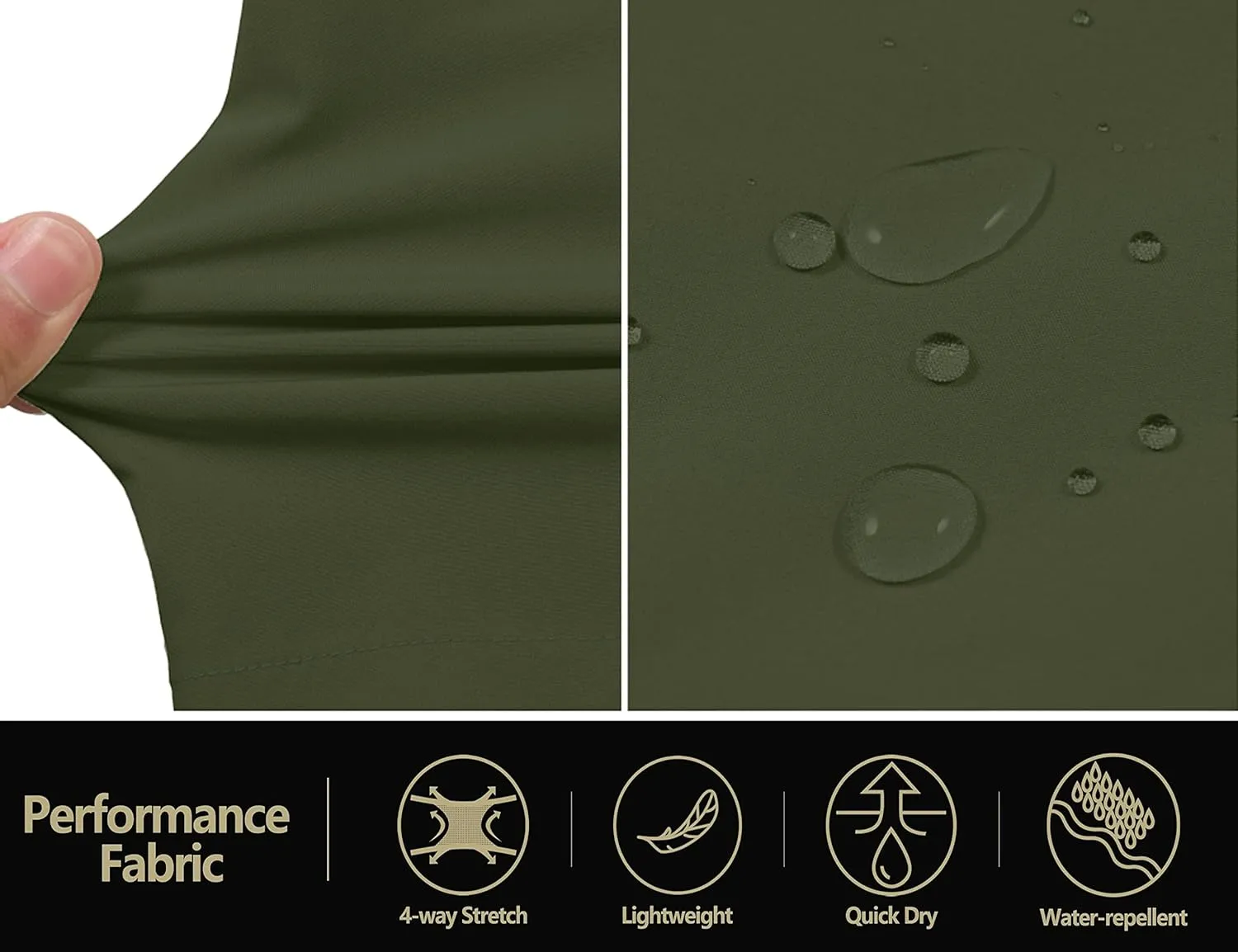 COOFANDY Mens Hybrid Casual Golf Shorts 9" Stretch Lightweight Quick Dry Summer Hiking Travel Shorts with Zipper Pockets
