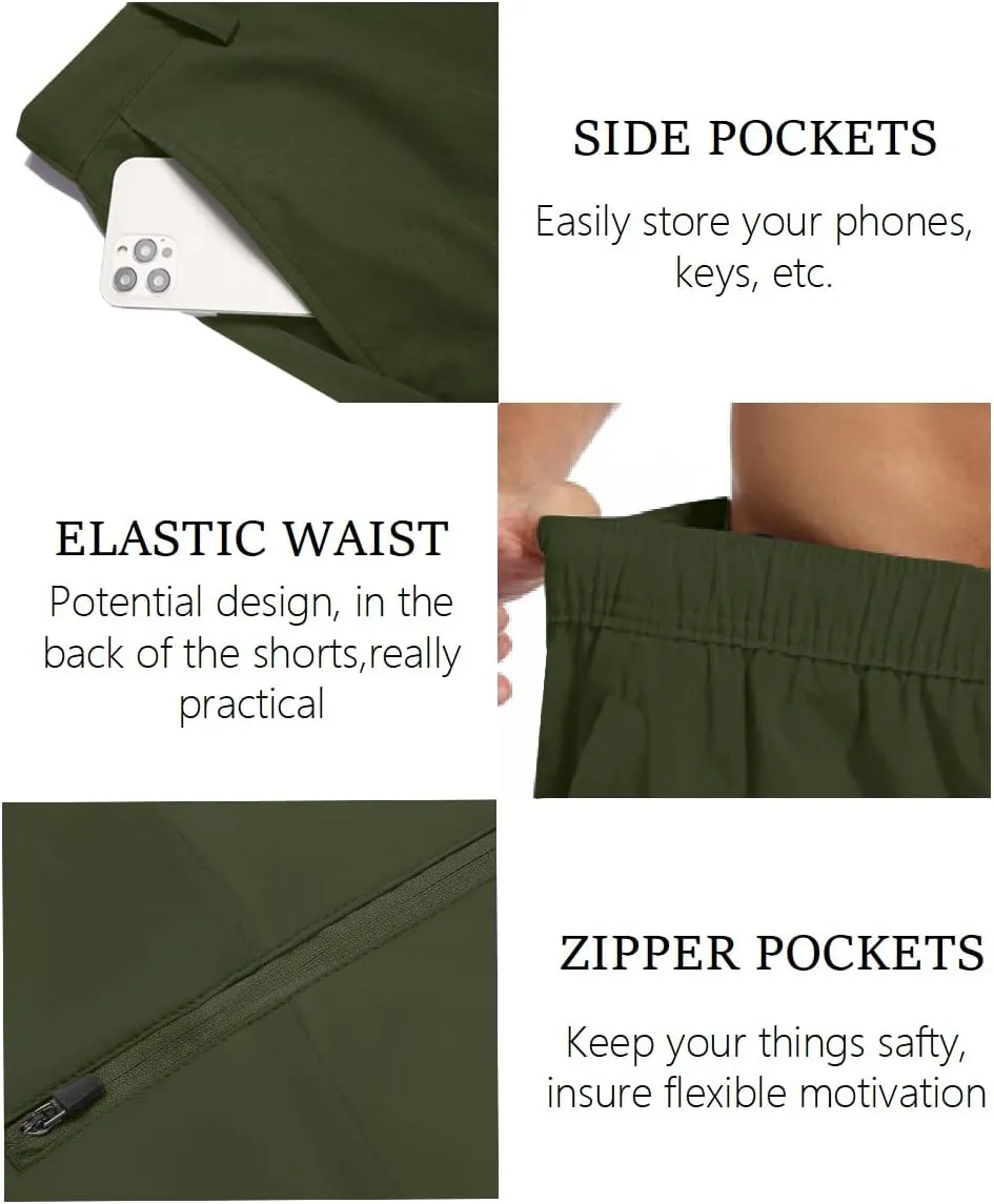 COOFANDY Mens Hybrid Casual Golf Shorts 9" Stretch Lightweight Quick Dry Summer Hiking Travel Shorts with Zipper Pockets