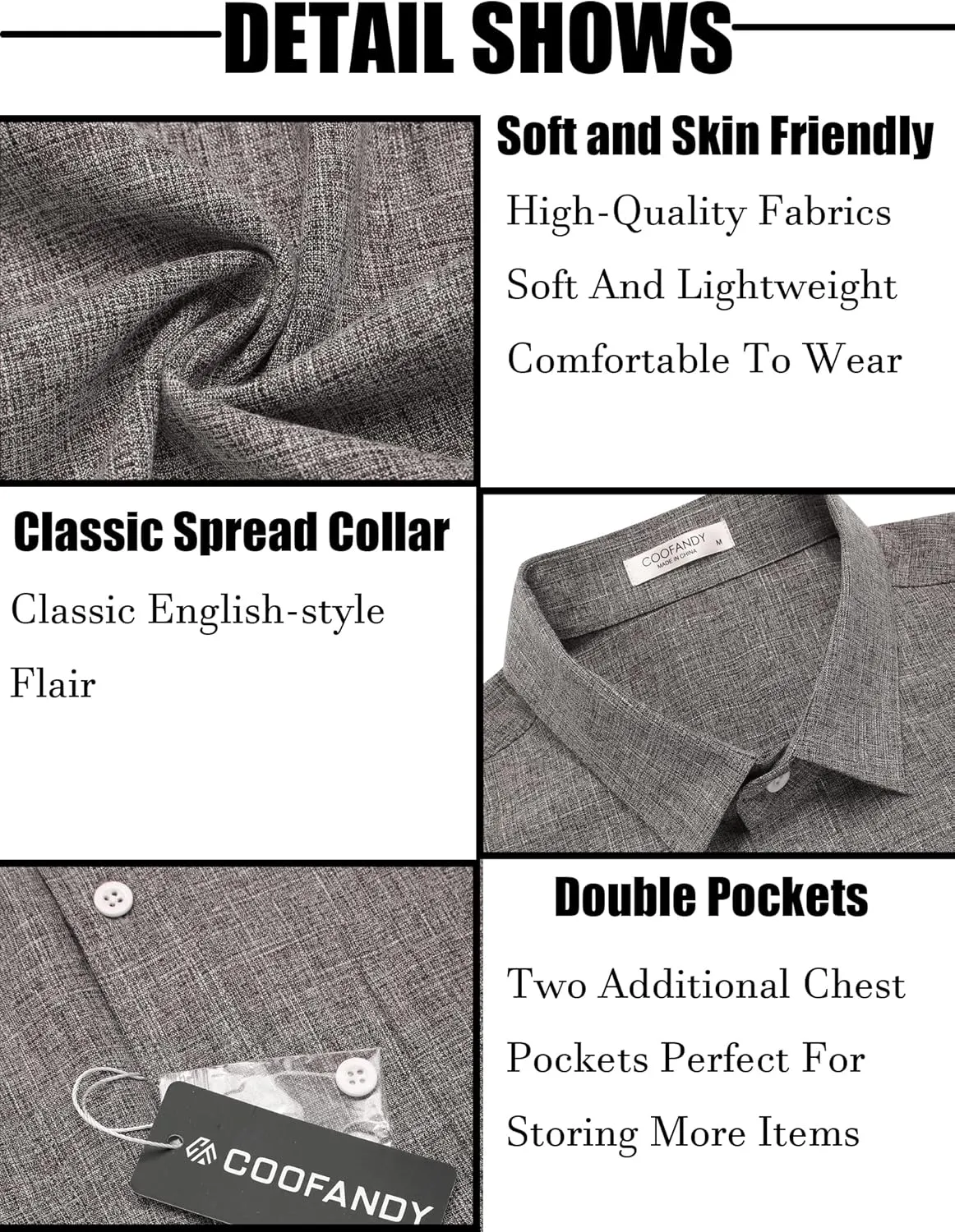 COOFANDY Men's Linen Shirt Beach Summer Short Sleeve Button Down Casual Shirts