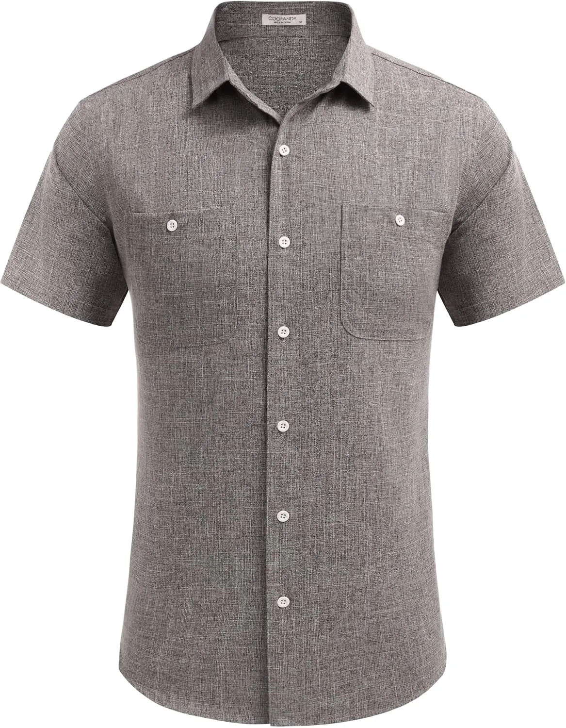 COOFANDY Men's Linen Shirt Beach Summer Short Sleeve Button Down Casual Shirts