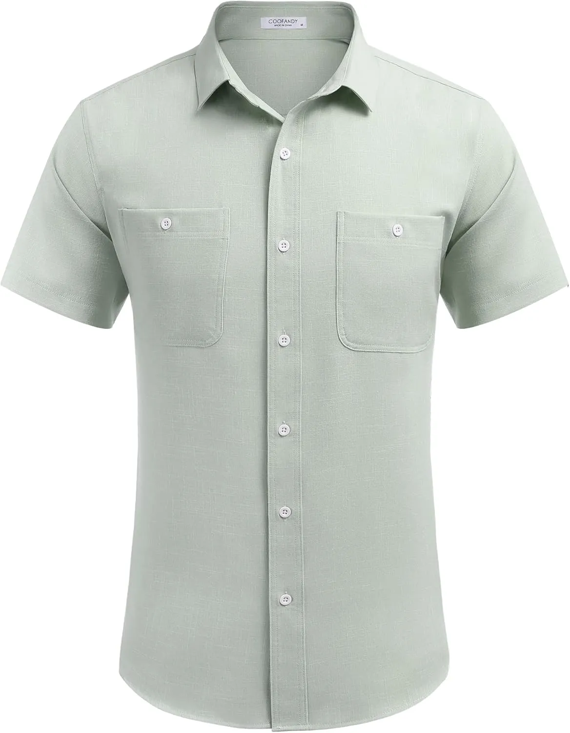 COOFANDY Men's Linen Shirt Beach Summer Short Sleeve Button Down Casual Shirts