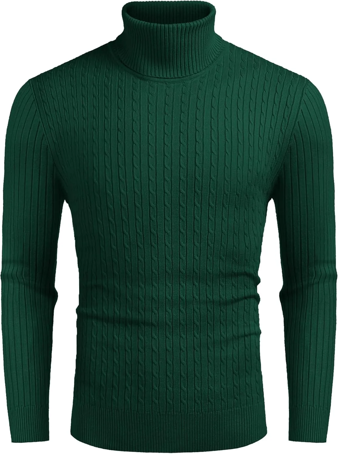 COOFANDY Men's Slim Fit Turtleneck Sweater Casual Twist Patterned Pullover Knitted Sweaters