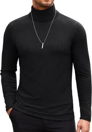 COOFANDY Men's Turtleneck Sweater Slim Fit Lightweight Basic Ribbed Sweaters