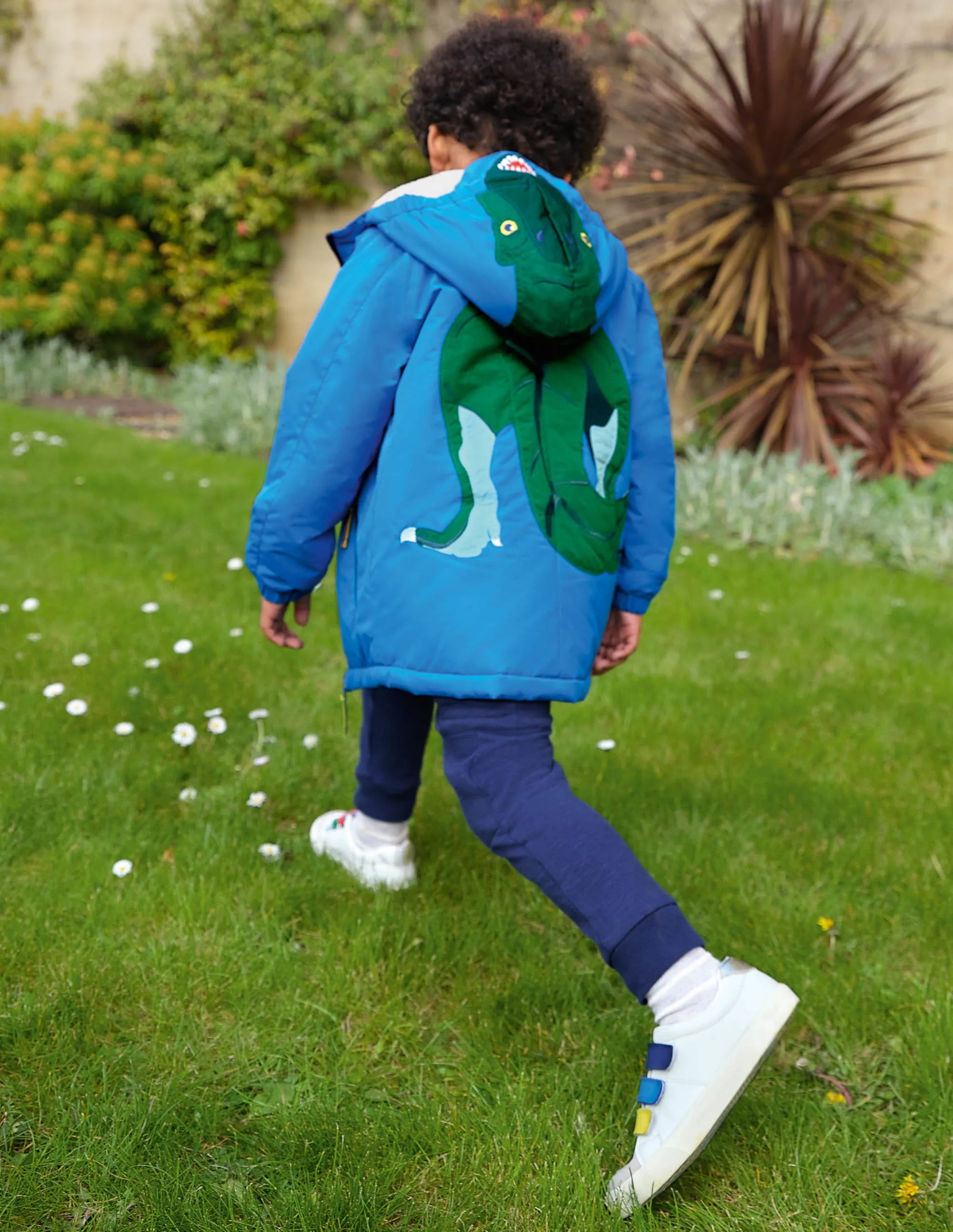 Cosy Sherpa-lined Anorak-Moroccan Blue Dinosaur