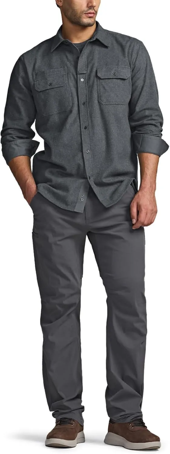 CQR Men's All Cotton Flannel Shirt, Long Sleeve Casual Button Down Plaid Shirt, Brushed Soft Outdoor Tactical Work Shirts