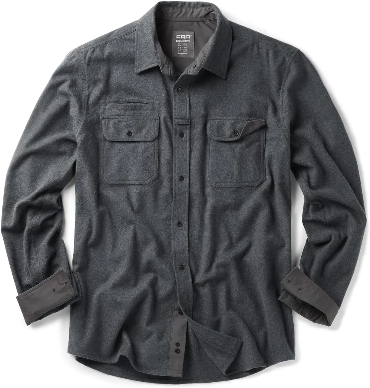CQR Men's All Cotton Flannel Shirt, Long Sleeve Casual Button Down Plaid Shirt, Brushed Soft Outdoor Tactical Work Shirts