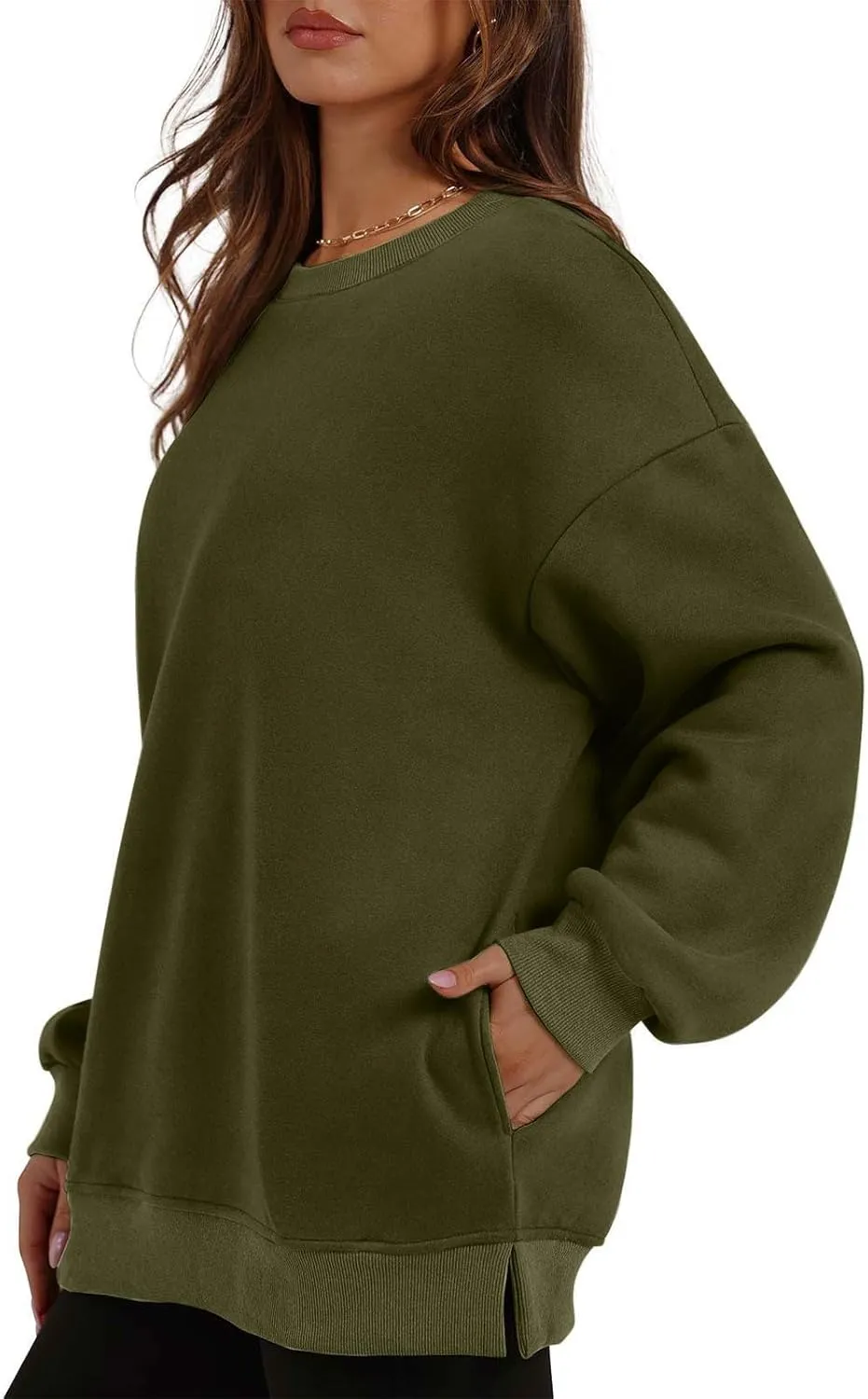 Crewneck Sweatshirts Womens Fall Fashion 2024 Long Sleeve Tops Pullover Casual Cute Loose Winter Clothes with Pocket